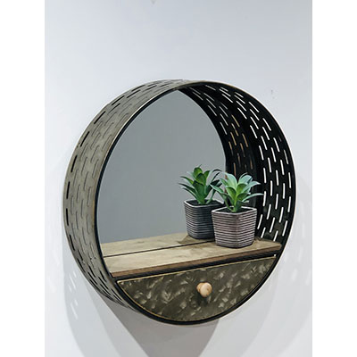 Round Wall Mirror with Drawer 